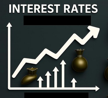 Visual of interest rates trending upward, reflecting U.S. rate increases.